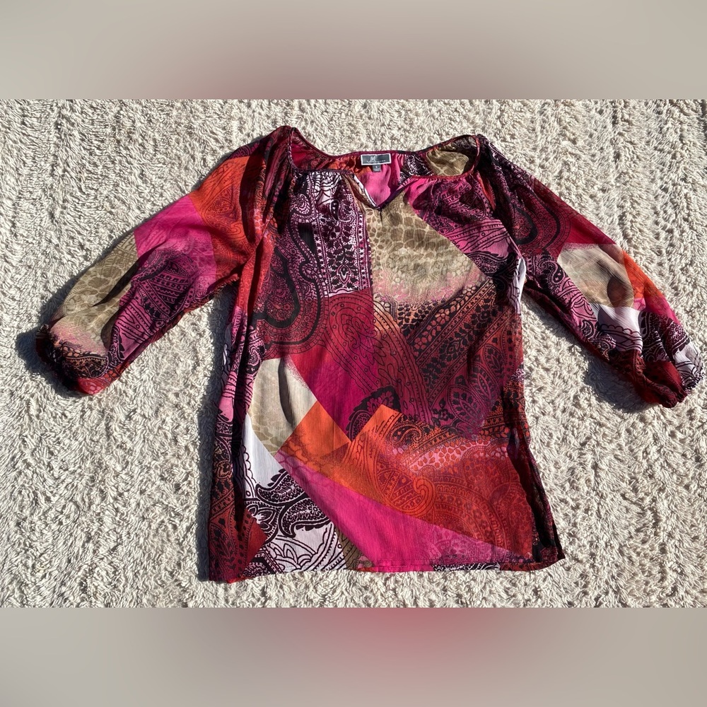 JM Collection: Colorful Blouse - Picture 3 of 16